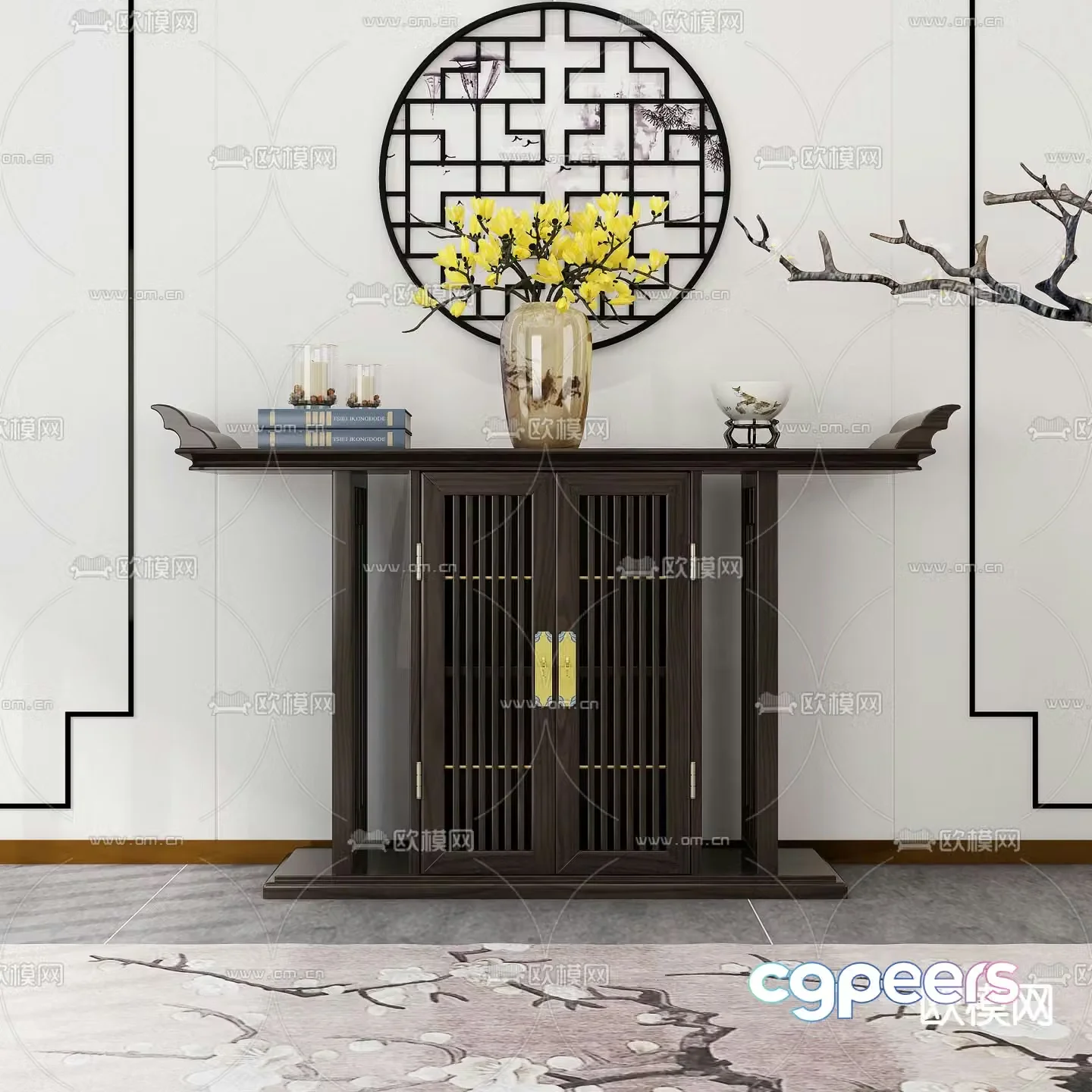 Chinese style entrance cabinet Duanjingdai 3D model