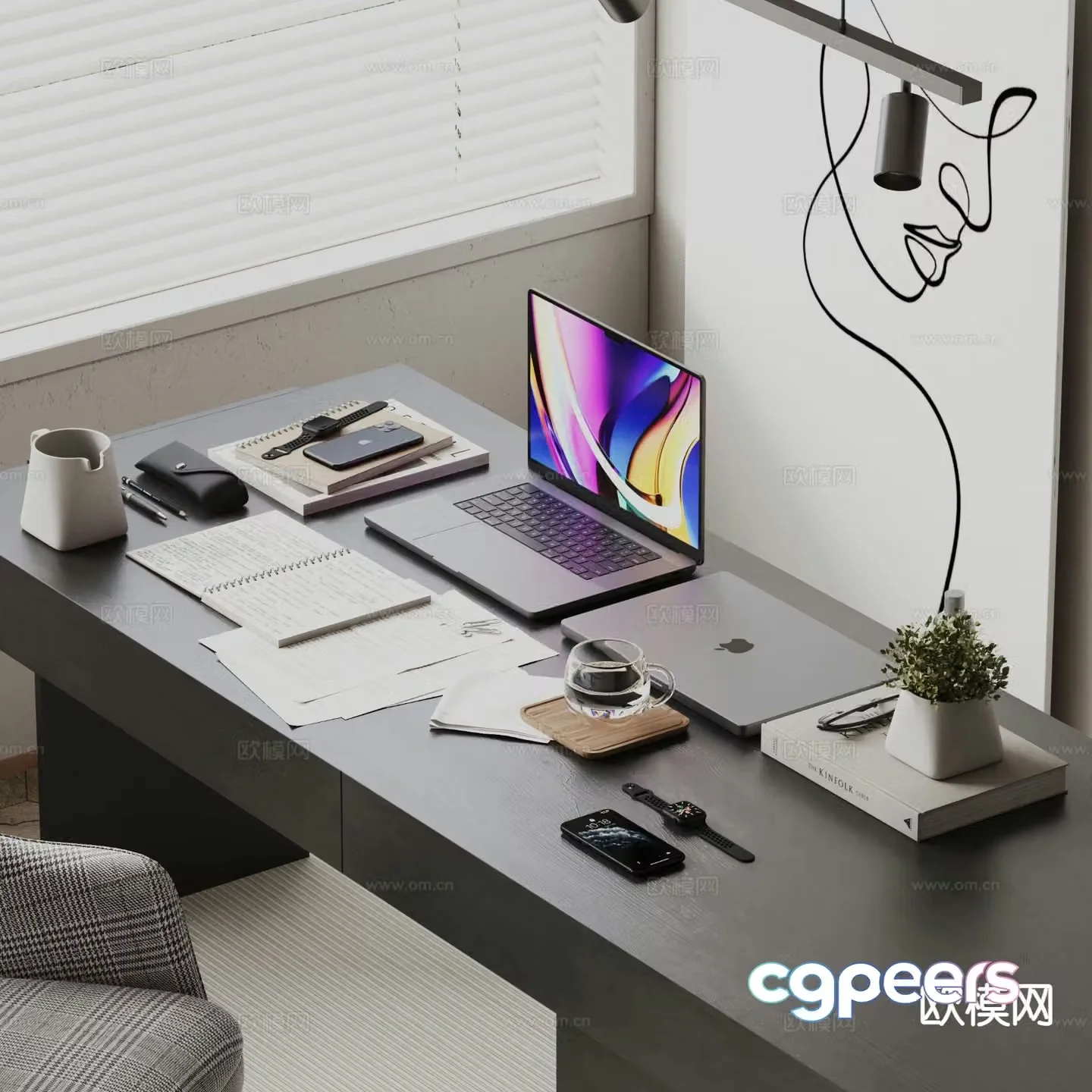 Modern desktop ornaments computer laptop 3d model