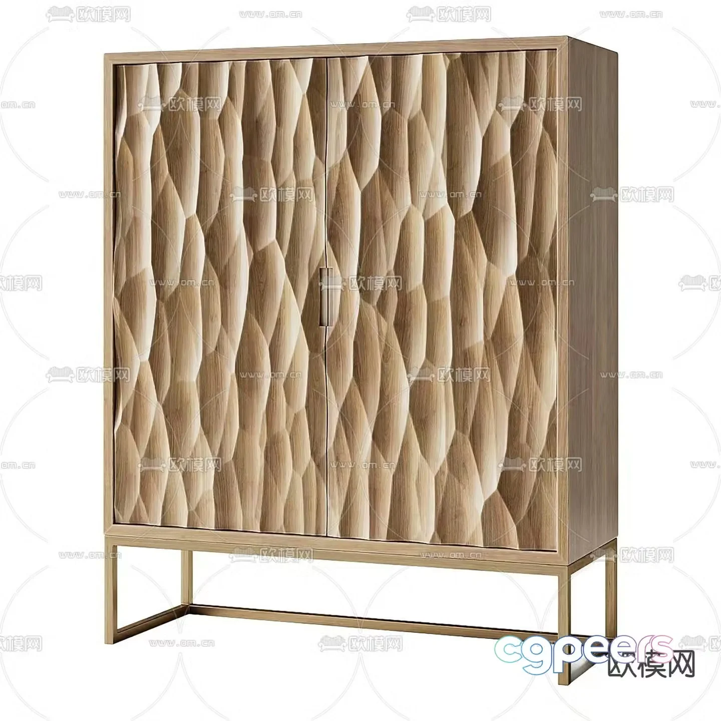 Copper texture side cabinet 3d model