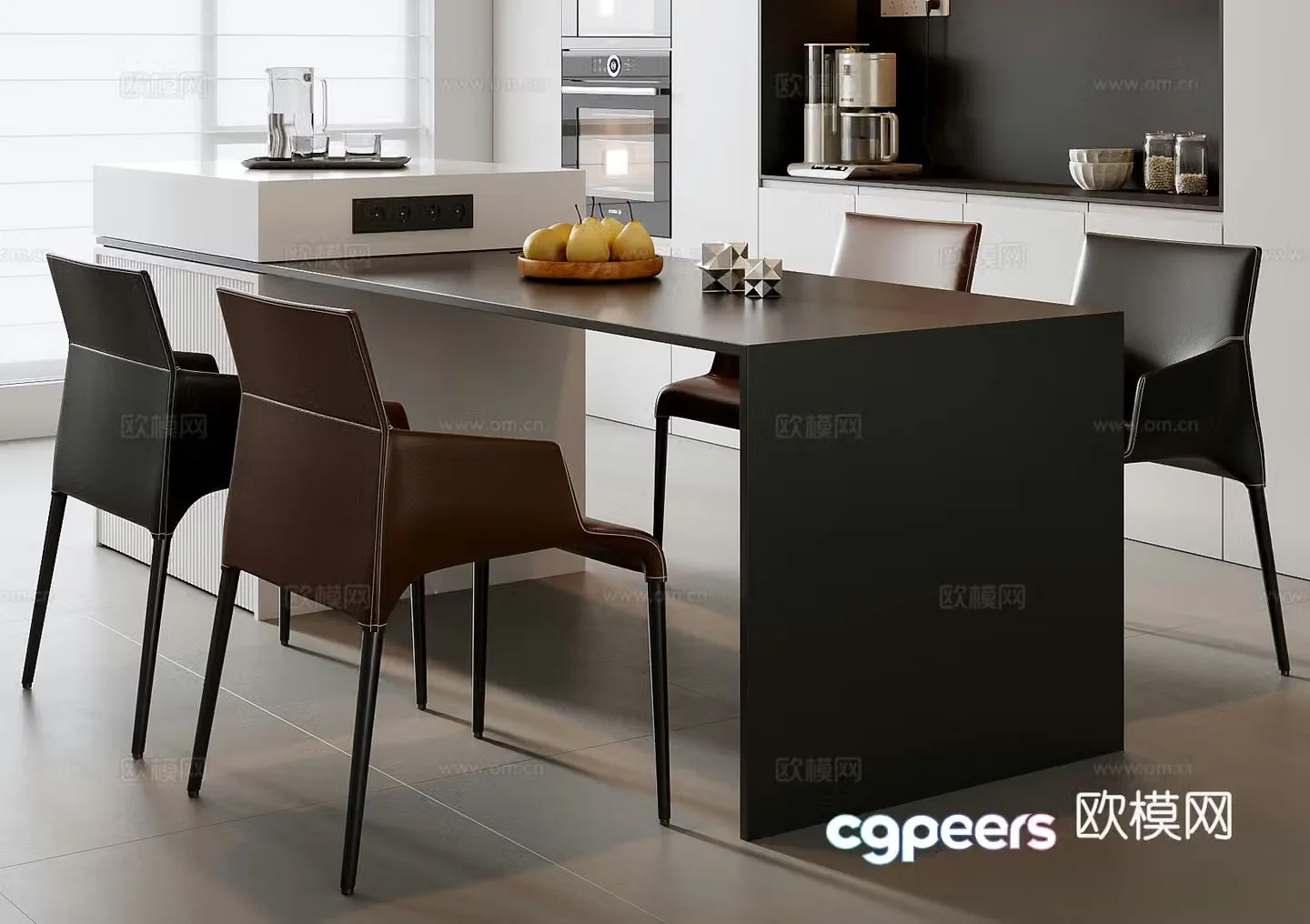 Modern dining table and chair combination 3D model