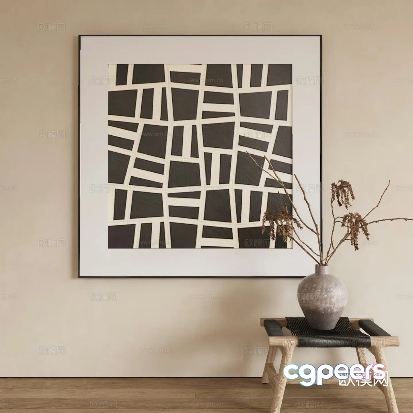 Modern abstract painting decorative painting 3d model