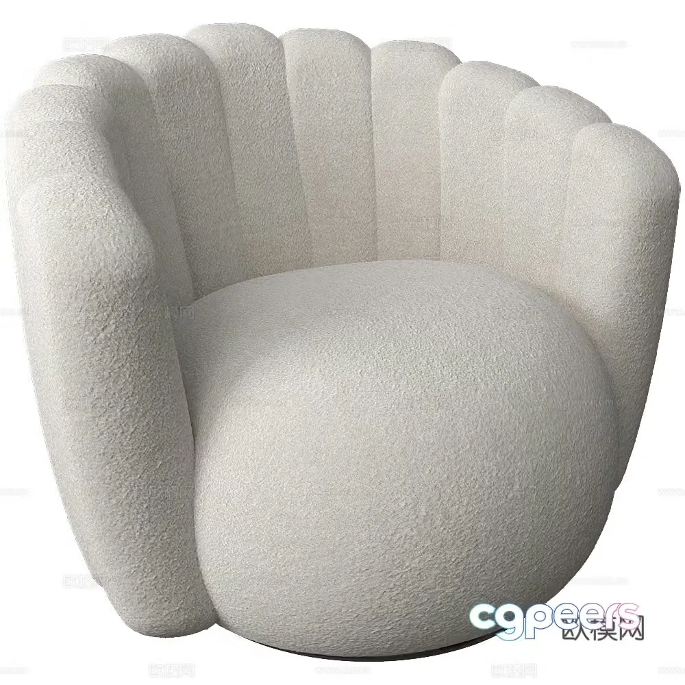Modern cream style fabric sofa chair 3d model
