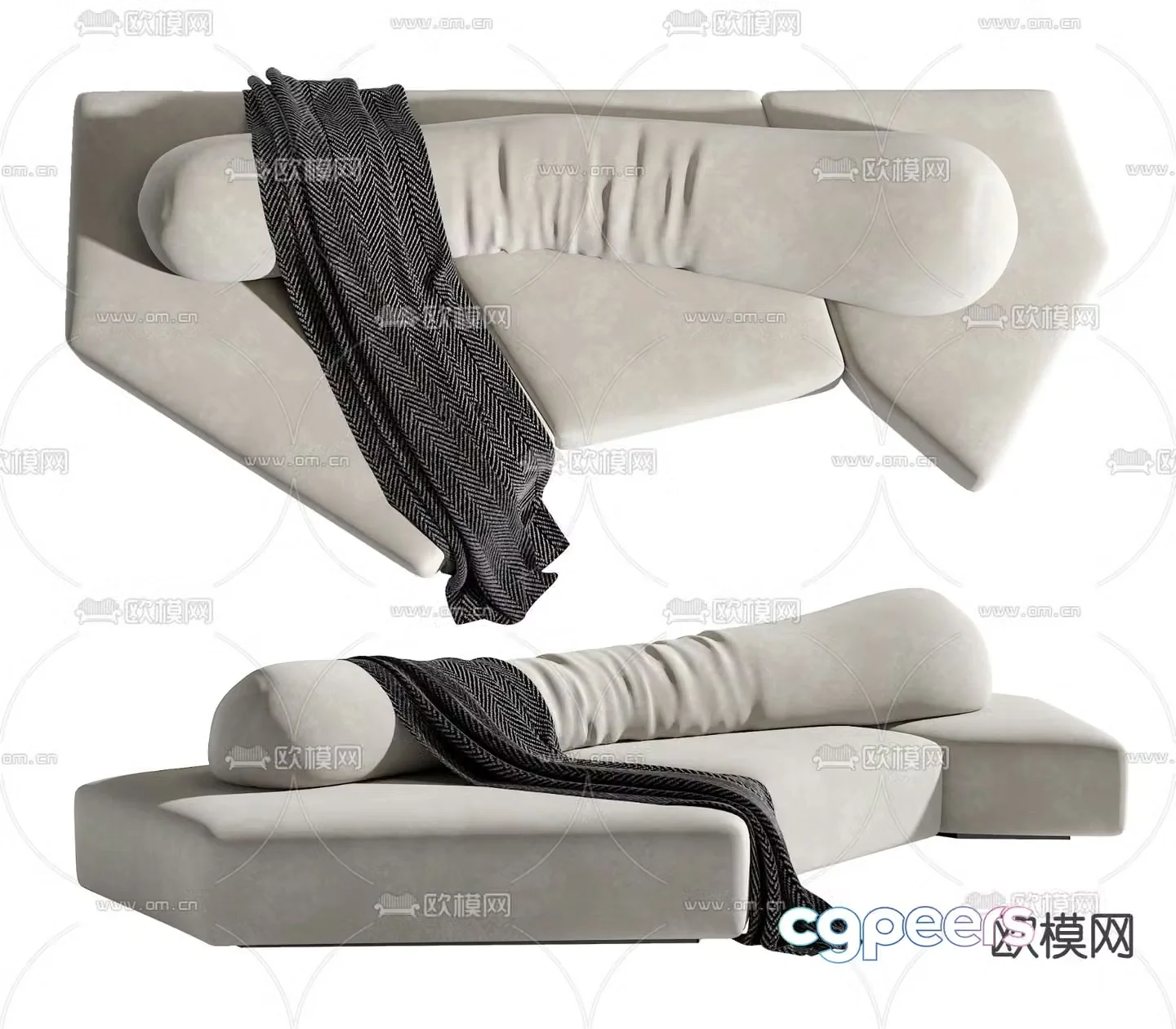 Edra three seater sofa island sofa 3d model