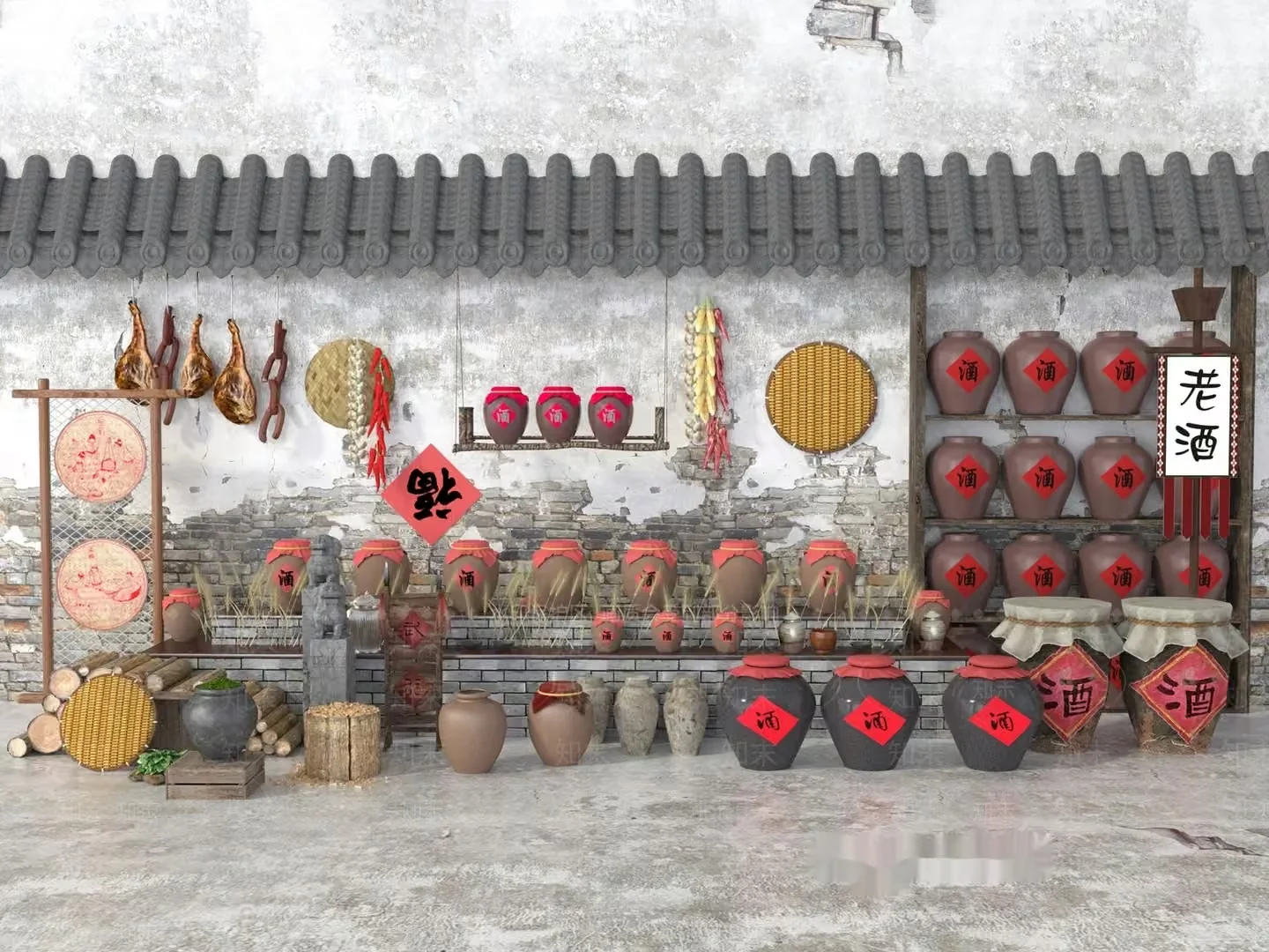 Traditional Chinese Pottery 3D Model – 18265 – VRAY Render