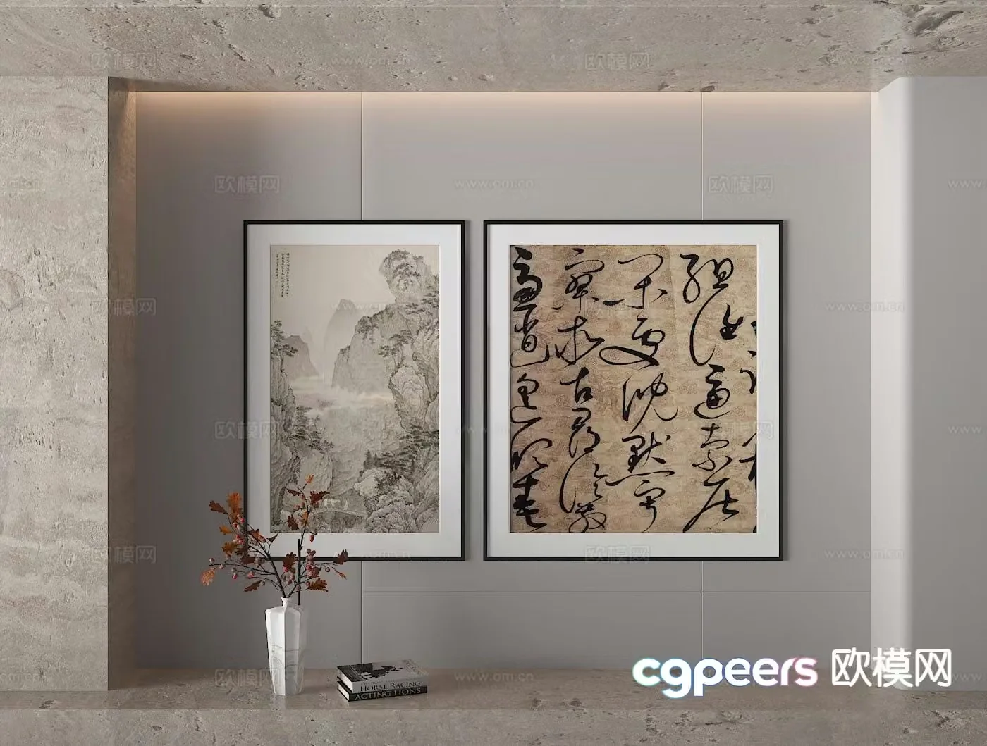 New Chinese style decorative painting calligraphy and painting ancient painting 3D model