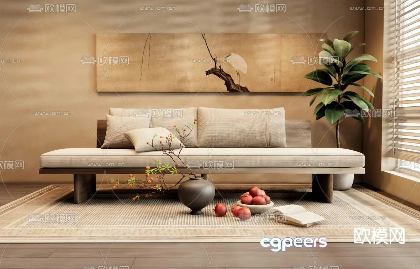 Wabi-sabi sofa double sofa 3d model