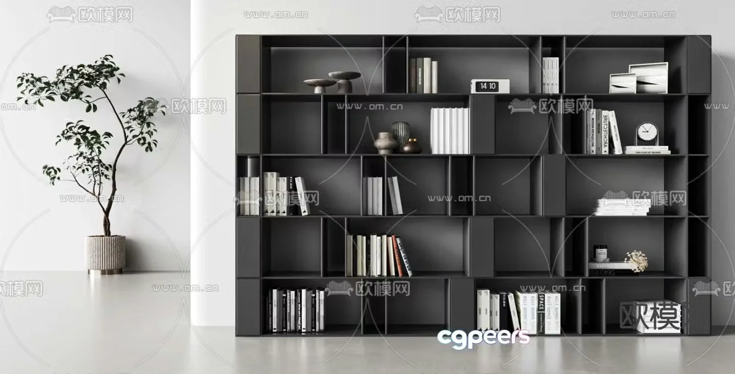 Modern bookcase bookshelf 3d model