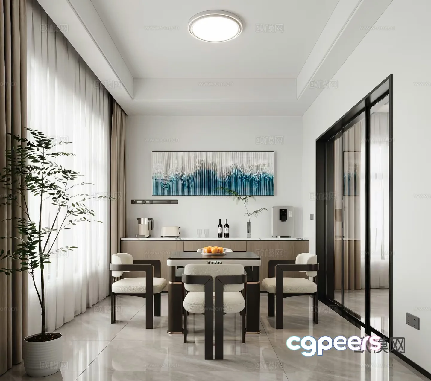 Modern Dining Room 3D Model – 998 – VRAY Render