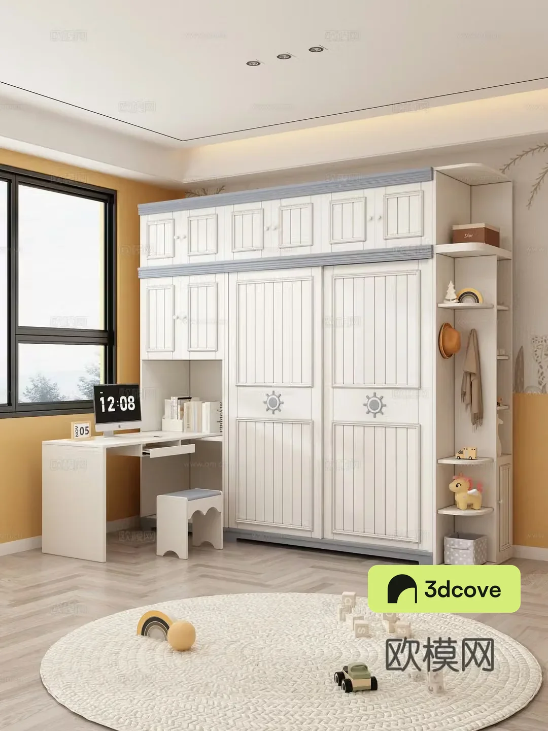 Children’s Wardrobe Computer Desk Children’s Bedroom Toys Clothes Storage Basket Books Decoration Cabinet