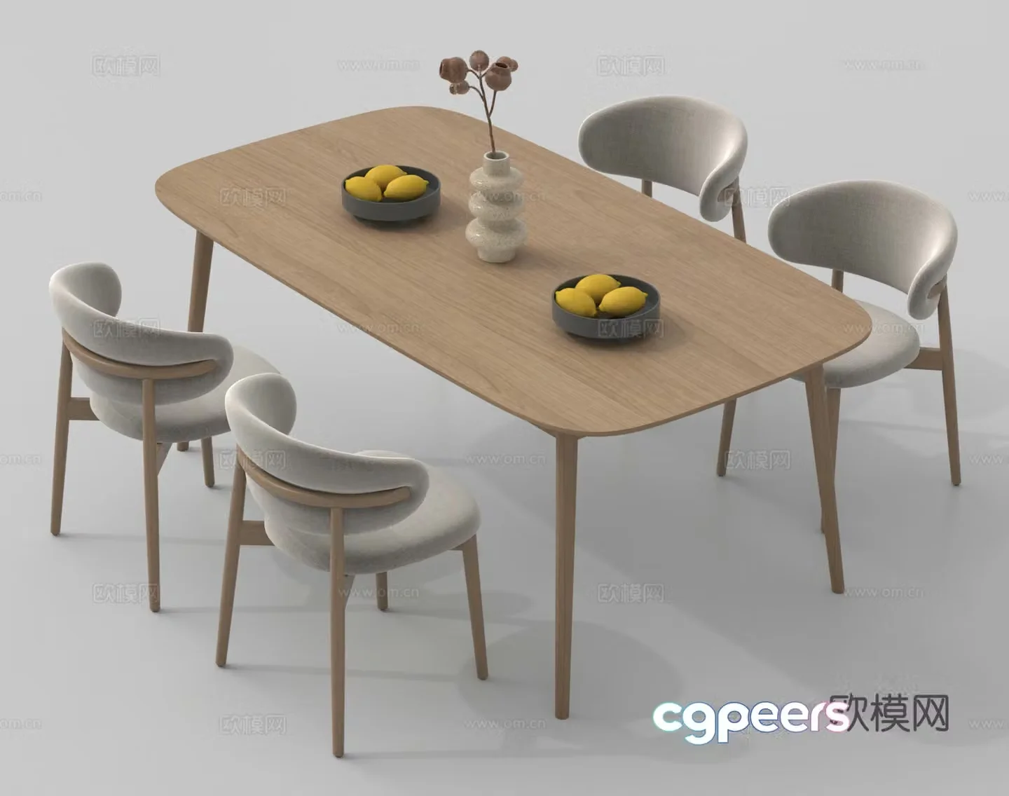 Dining table and chairs strip dining table dining table dining chair 3d model