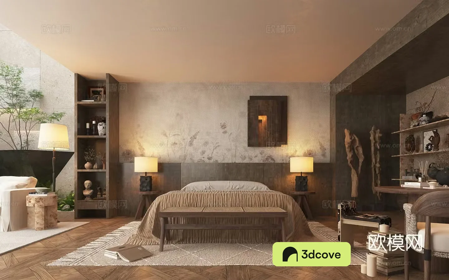 Wasabi Middle Style Bedroom 3D Model