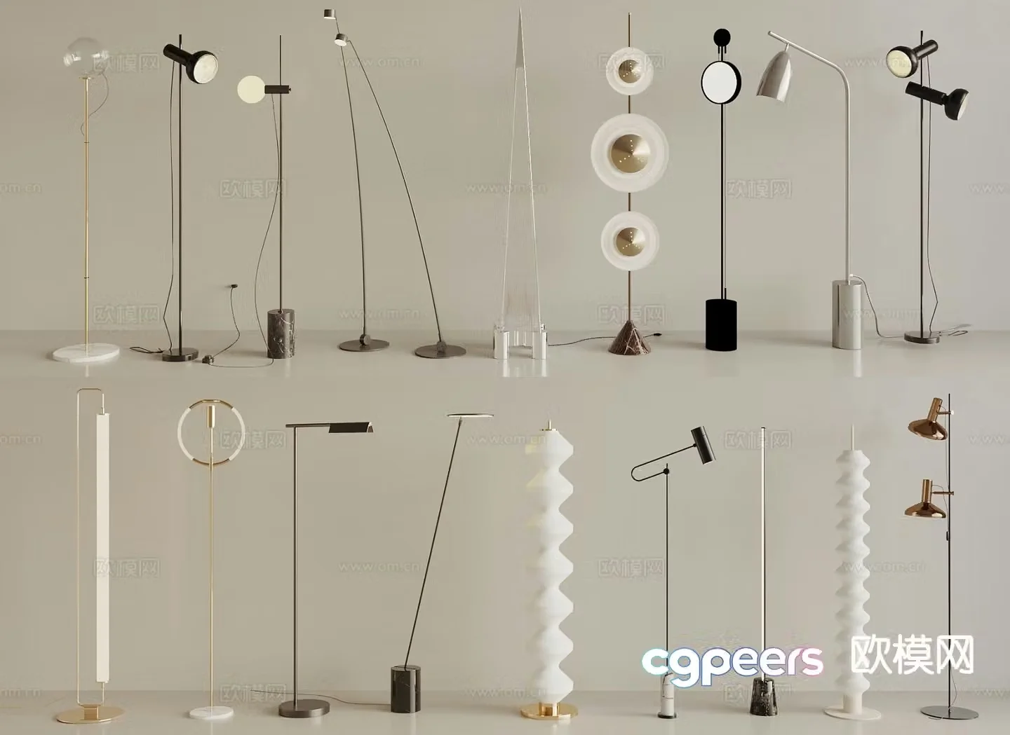 Cream style floor lamp 3d model