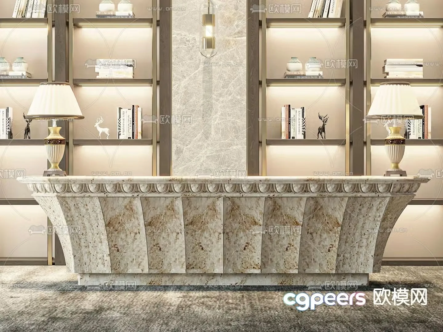 Simple European front desk reception desk service desk 3D model