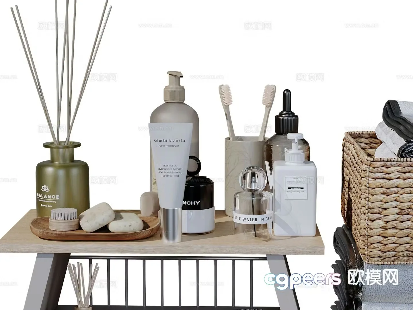 Modern bathroom decorations toiletries detergents 3D model