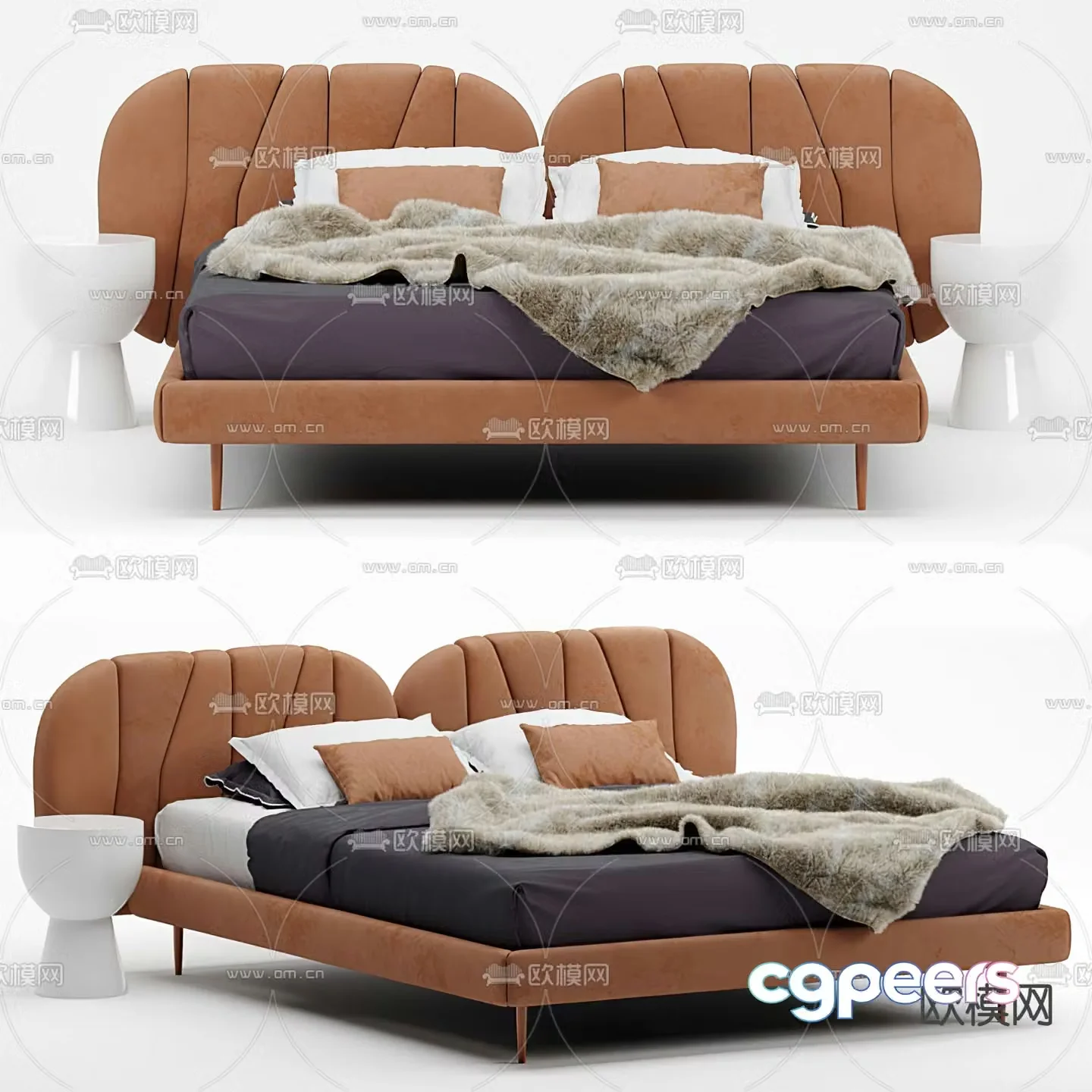 Italian double bed 3d model