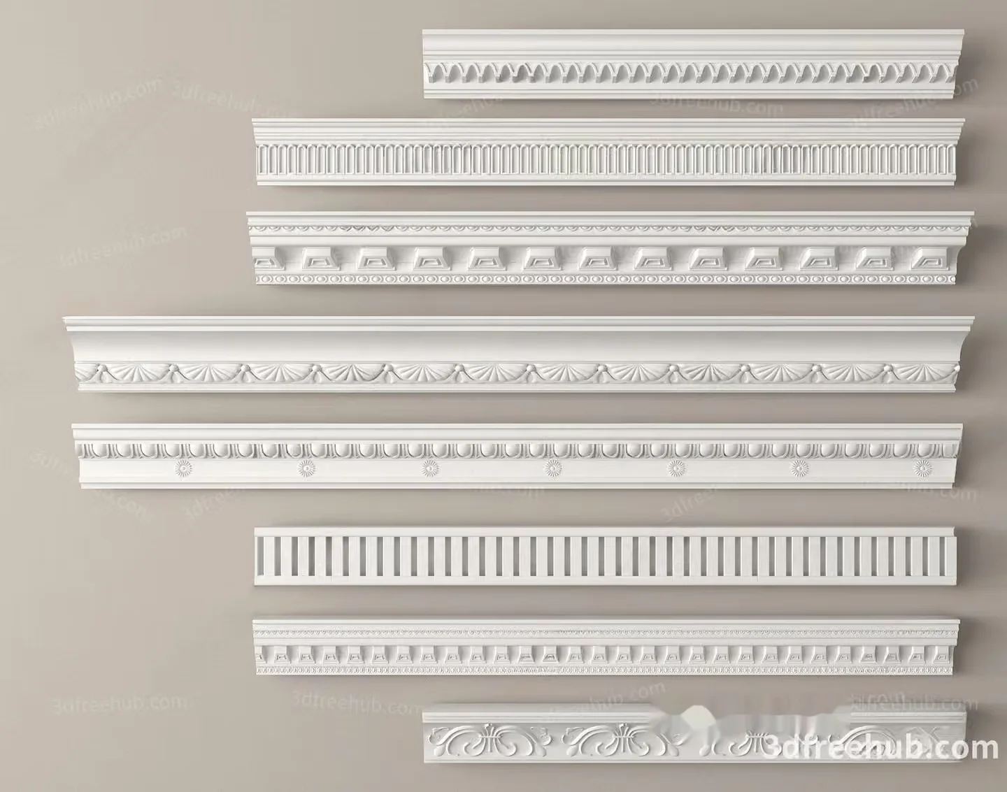Decorative Molding 3D Model – 22652 – VRAY Render