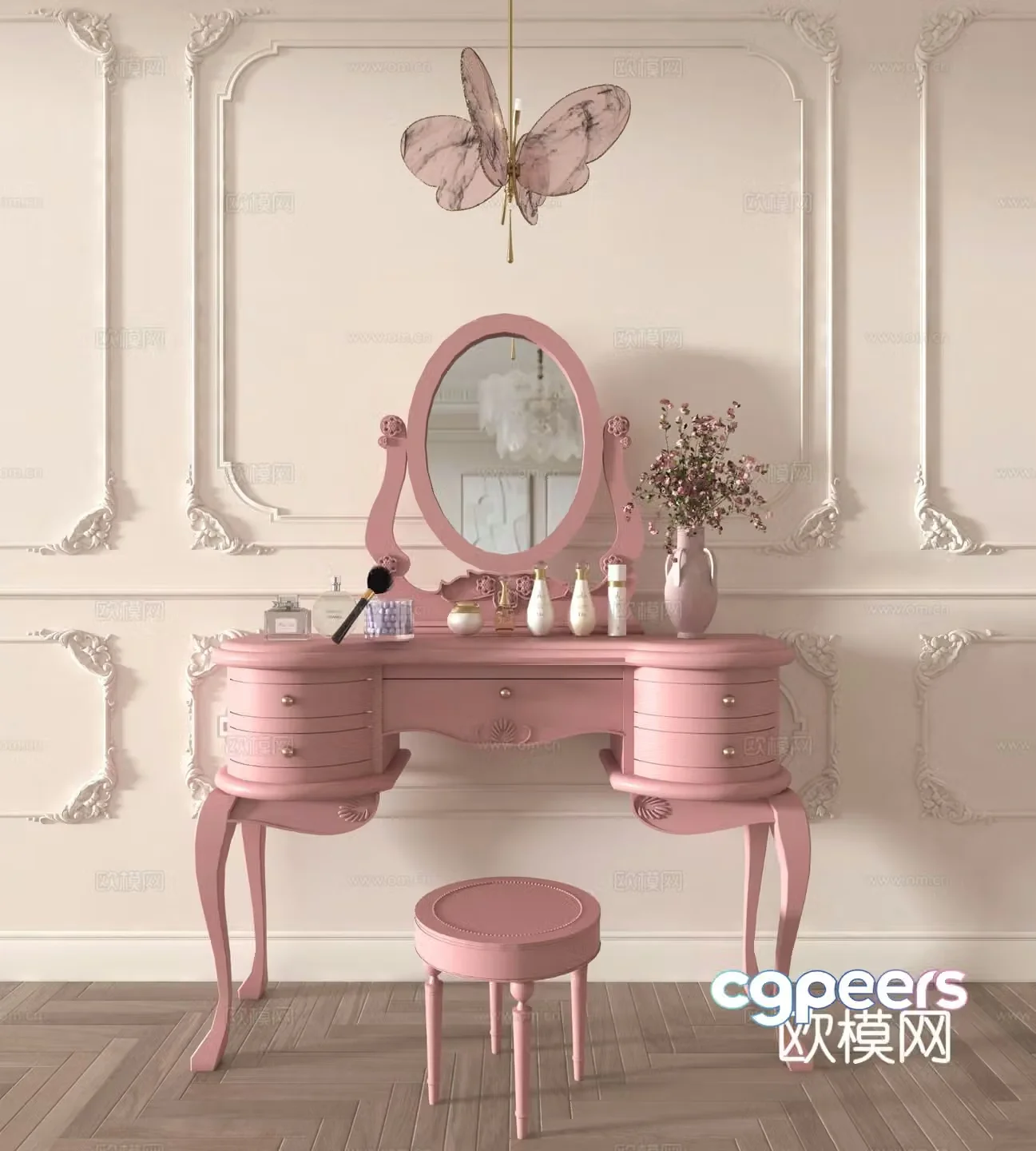 Simple European dressing table dressing table 3D model
