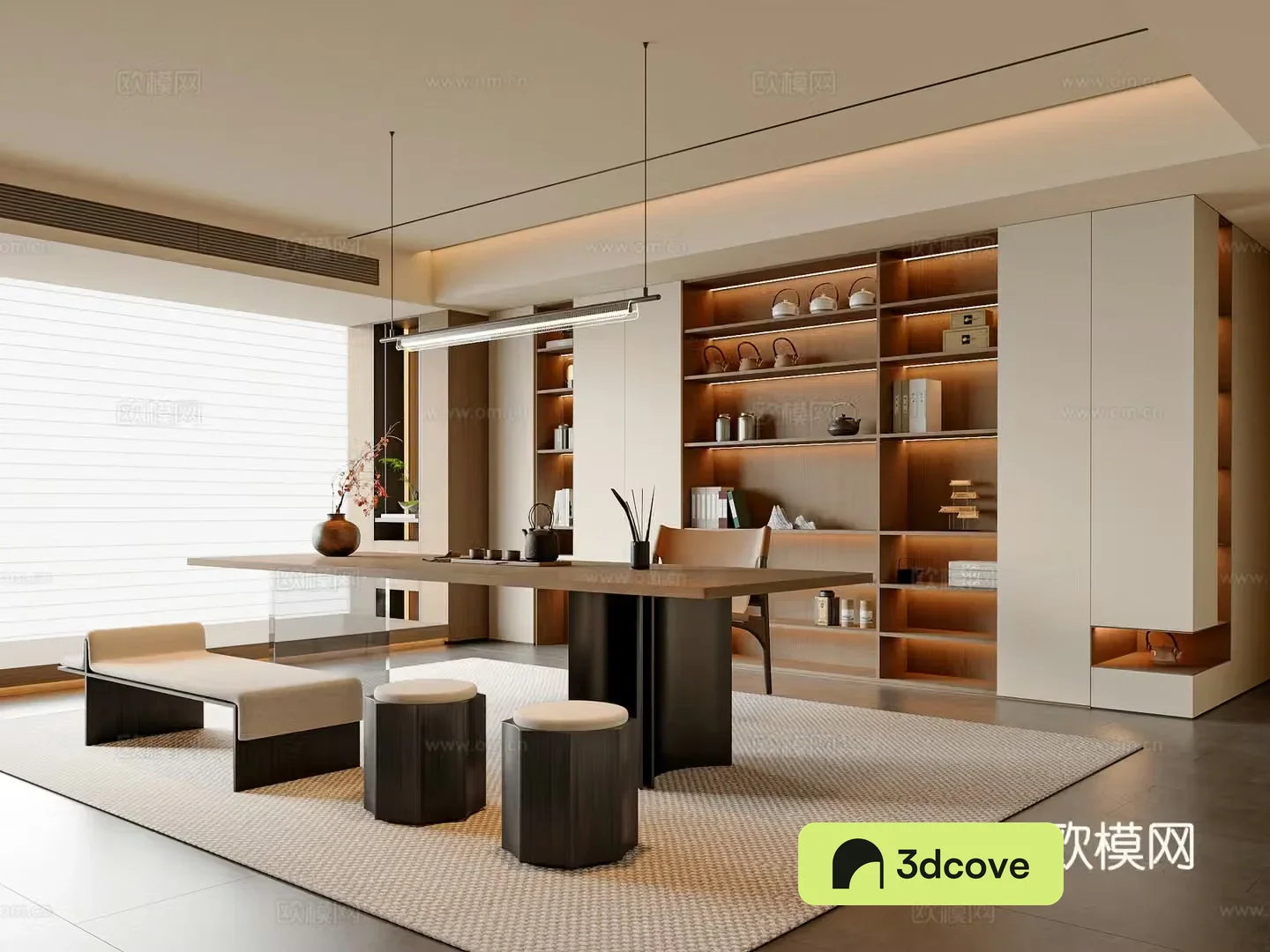 New Chinese style Chinese tea room tea table and chair combination tea room cabinet new Chinese style chandeliers tea room accessories ornaments