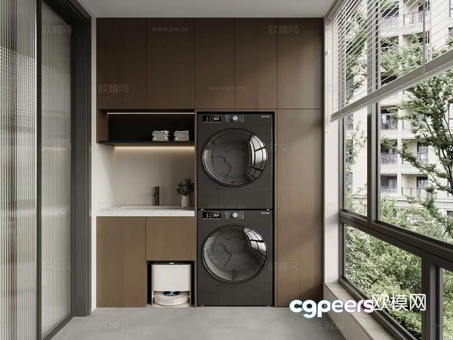 Italian balcony balcony washing machine cabinet 3d model