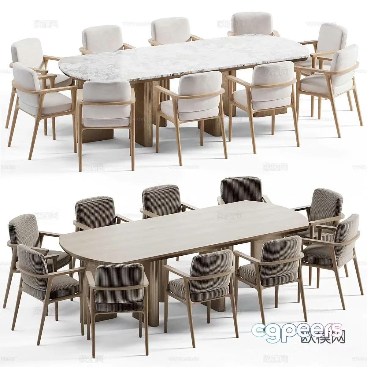 New Chinese dining table and chairs 3d model