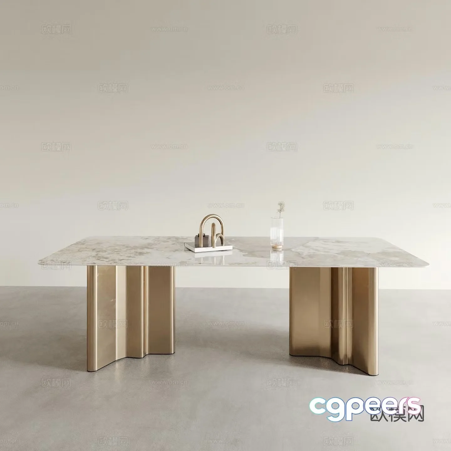 Light luxury dining table 3D model