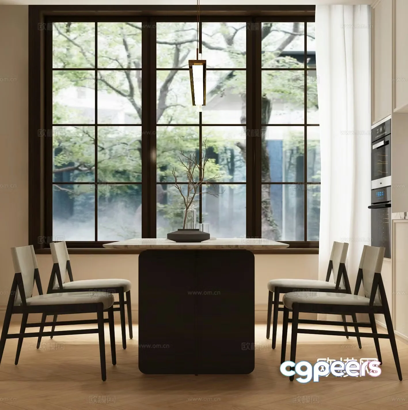 Italian restaurant Modern French restaurant Modern creamy restaurant 3d model