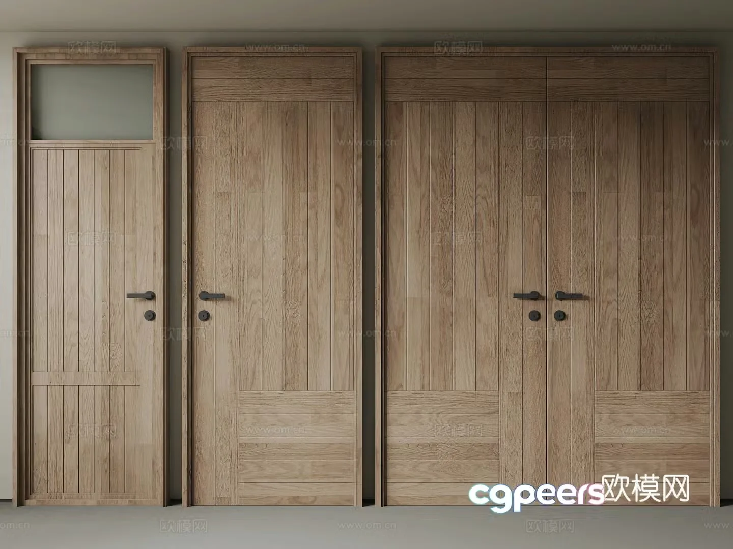 Wasabi single-open door double-open door bedroom door kitchen door 3d model