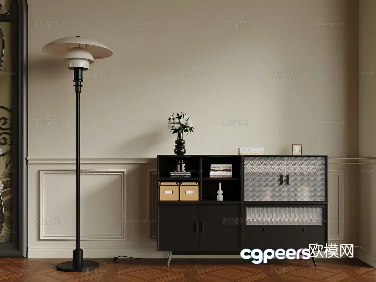 French entrance cabinet floor lamp 3D model
