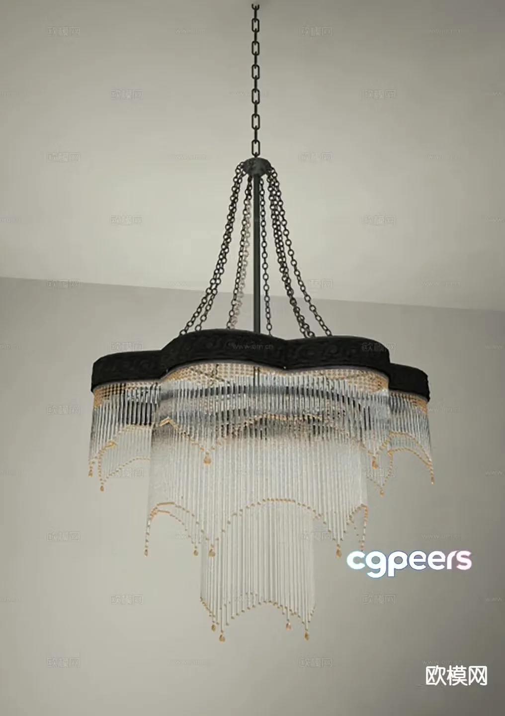 New Chinese style crystal chandelier 3d model