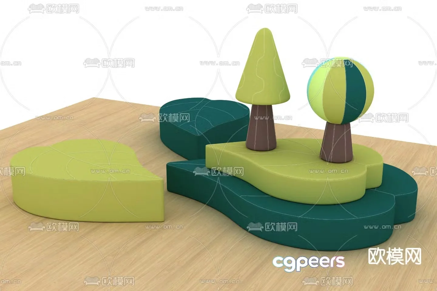 Soft-pack leaf seats Public chair 3d model