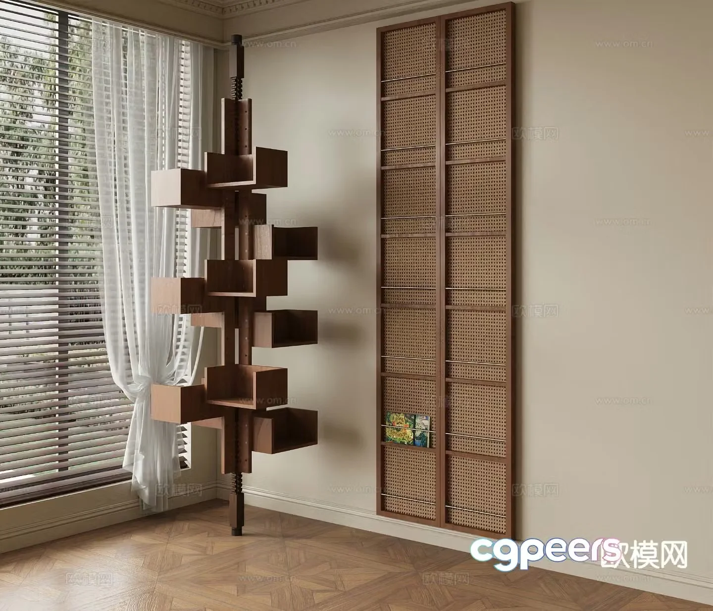 Medieval style bookshelf rotating bookshelf 3d model