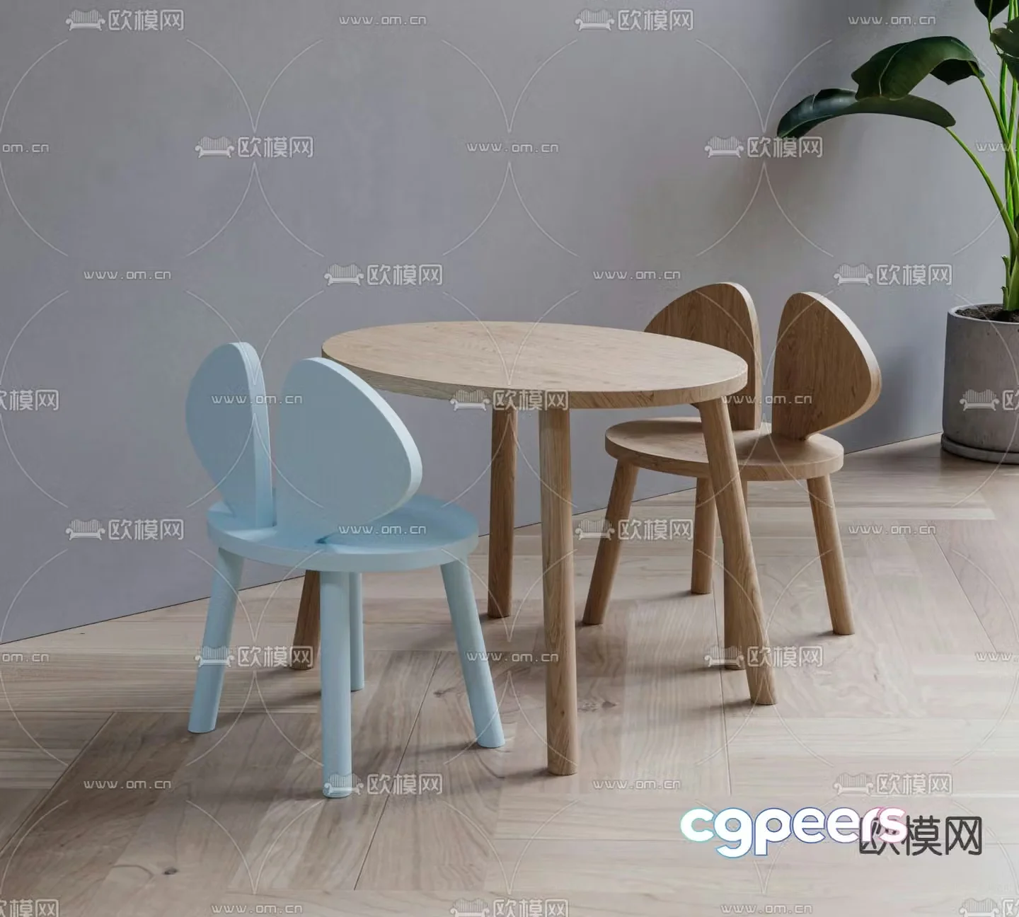 Porro children’s table and chair 3d model