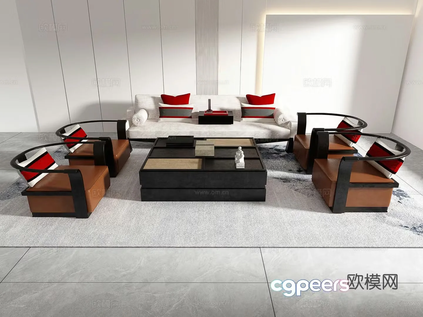 Chinese combination sofa 3D model