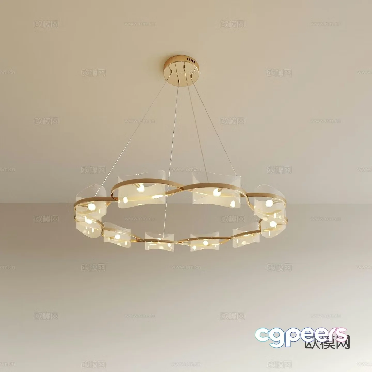 Creative chandelier hall chandelier ring chandelier 3d model