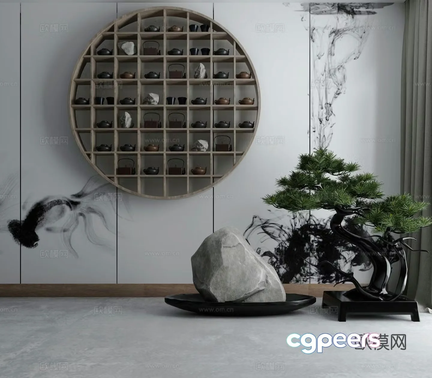 Chinese Zen Space Stone Dead Mountain Water 3D Model
