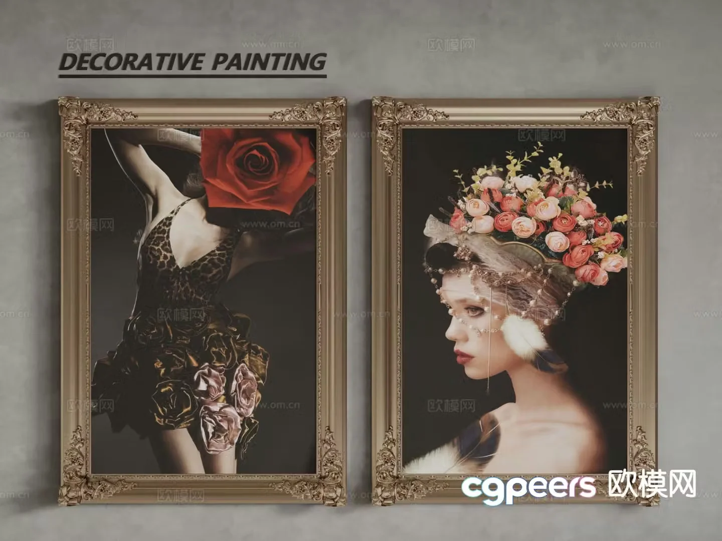 European decorative painting frame painting entrance hanging painting 3D model