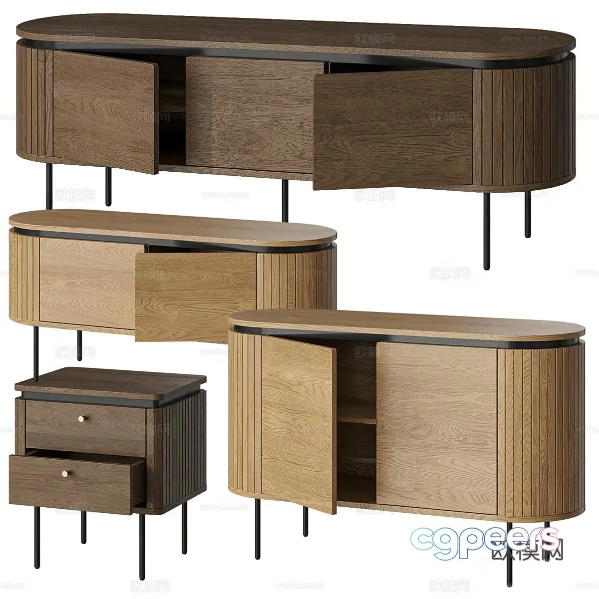 New Chinese TV cabinet bedside table combination 3D model