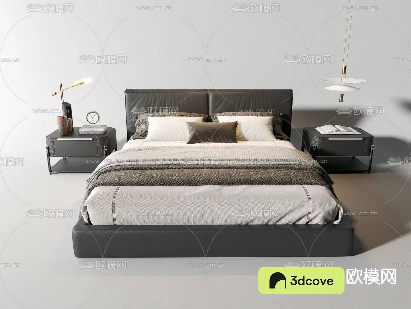 Dark style double bed