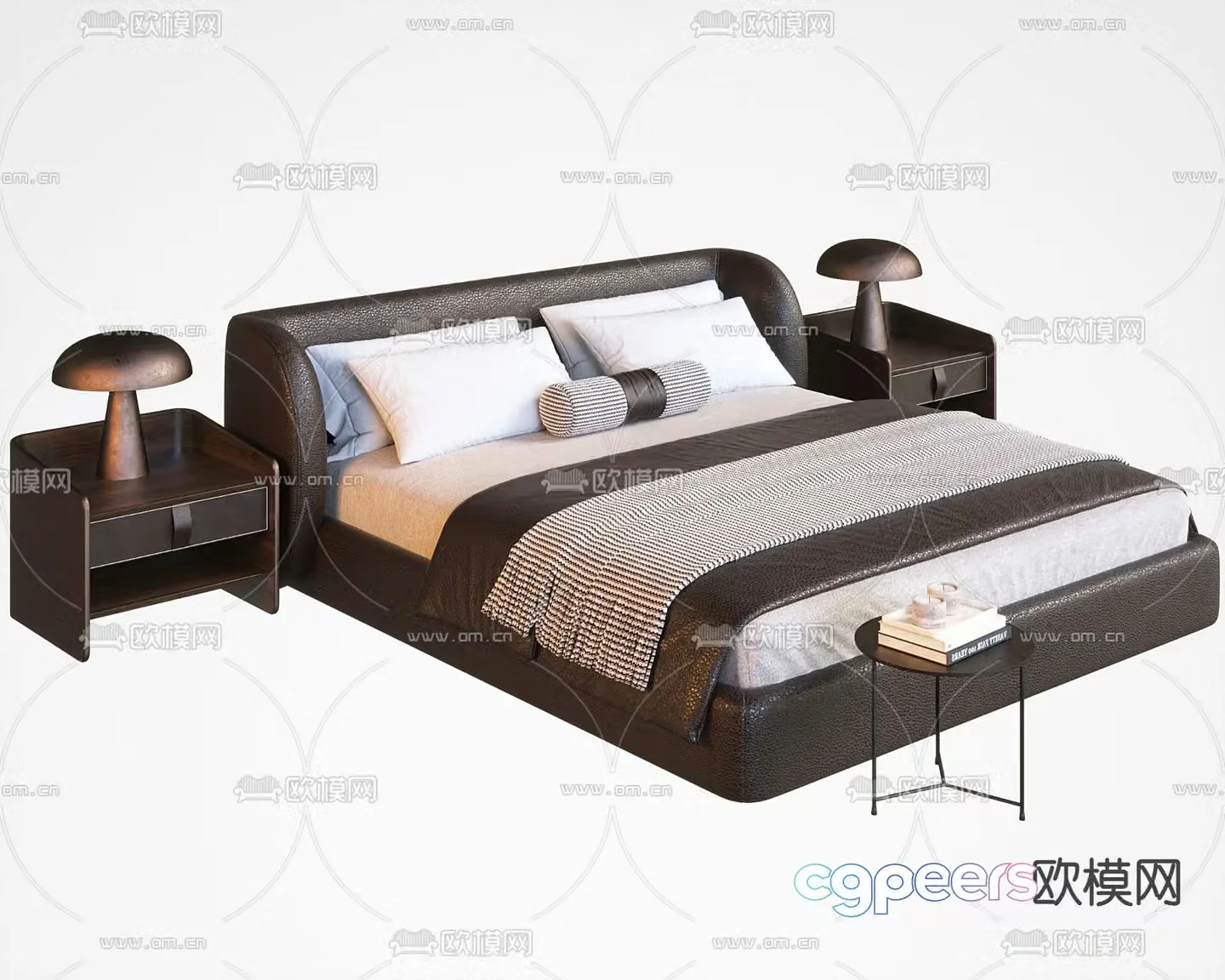 Leather double bed 3d model