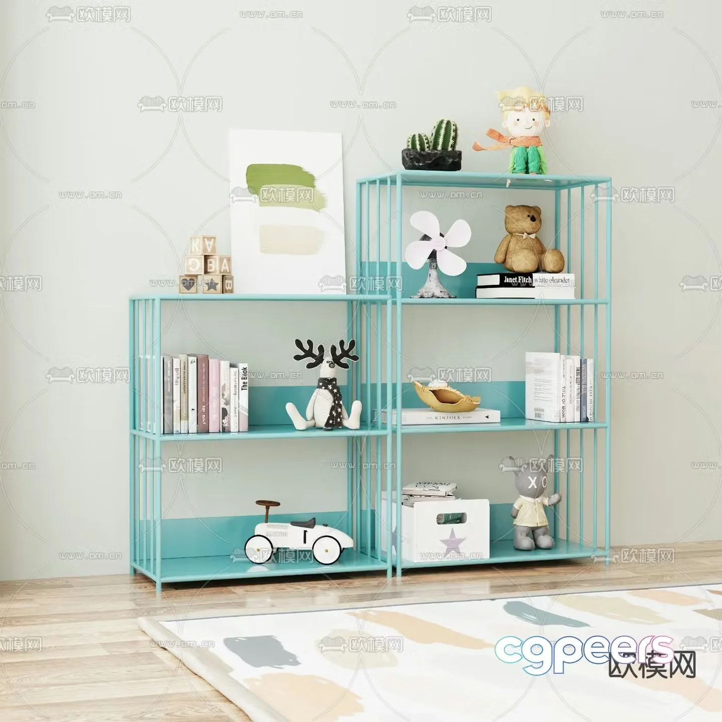 Modern children’s cabinet storage rack 3d model