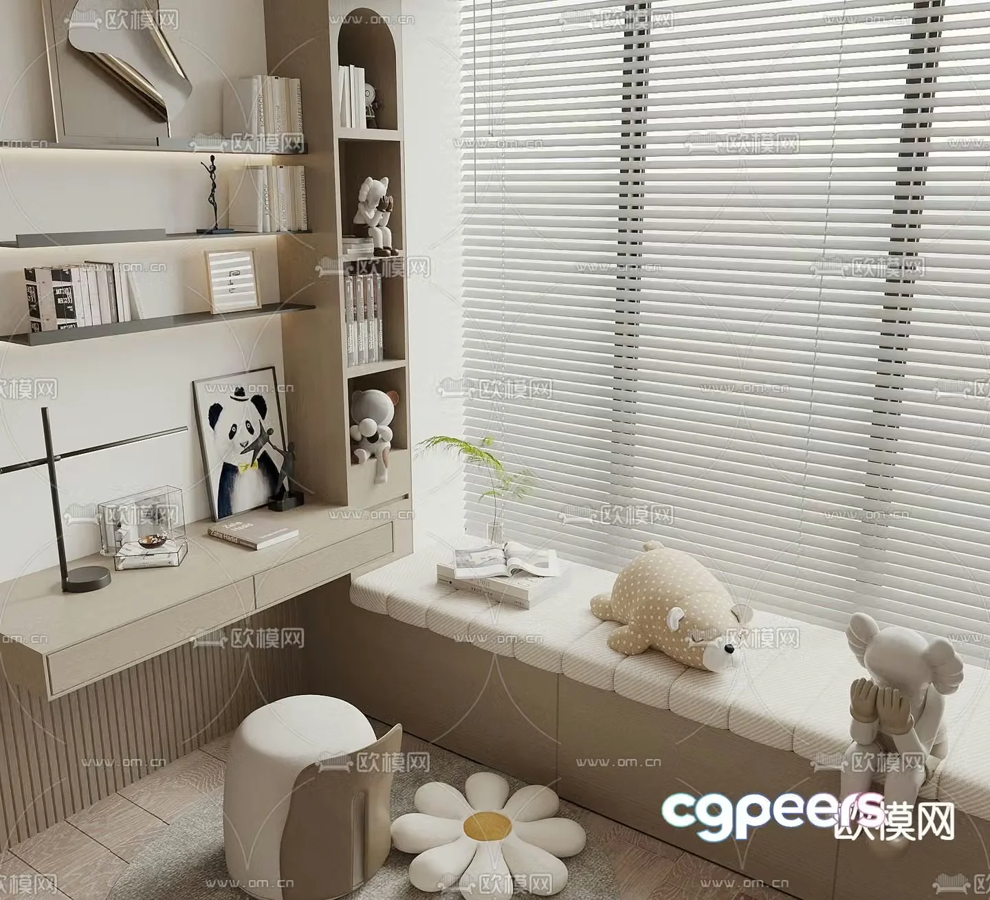 Bay window bay table curtain bay window mat 3d model
