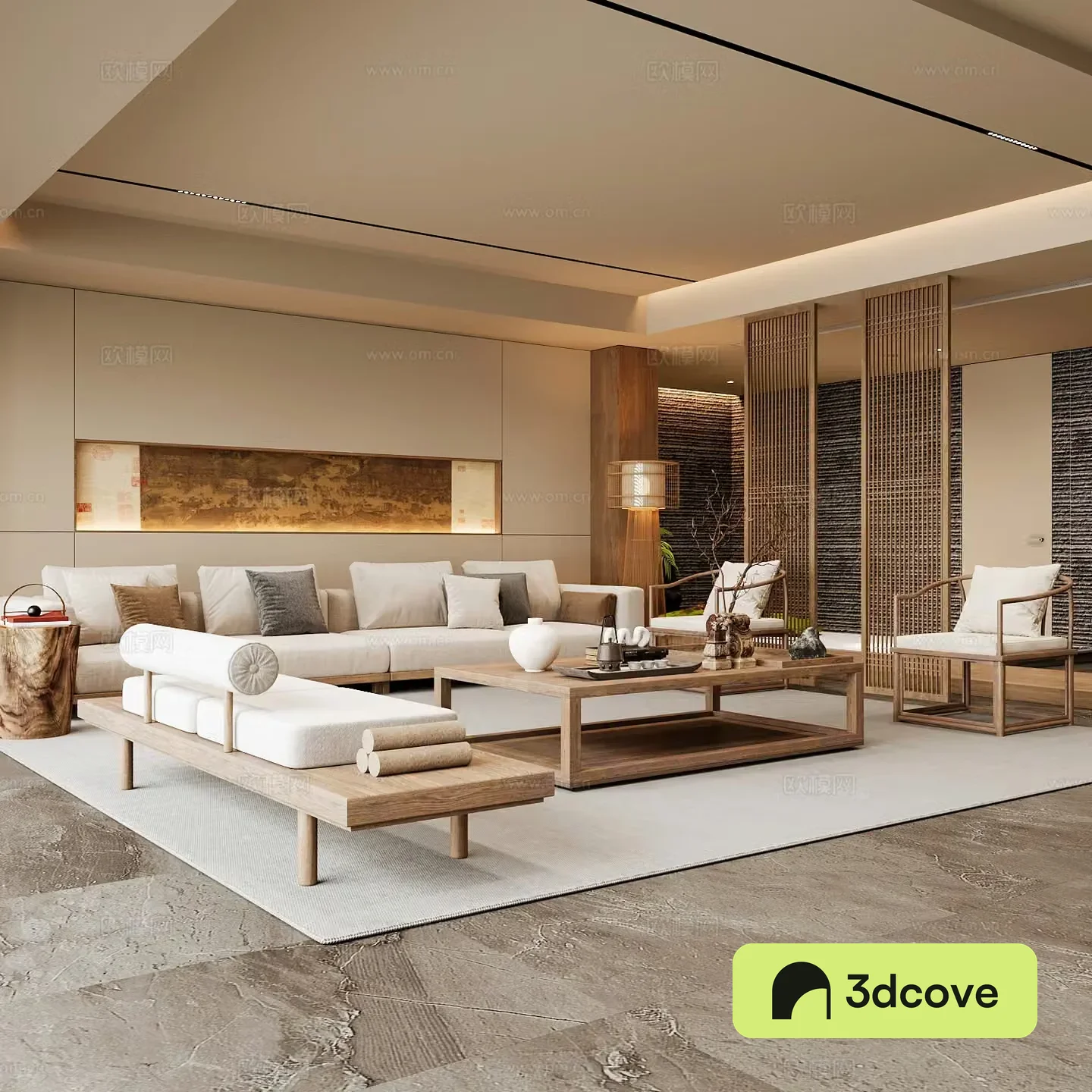 New Chinese Song style living room Chinese sofa combination Song style aesthetics Solid wood coffee table Chinese background
