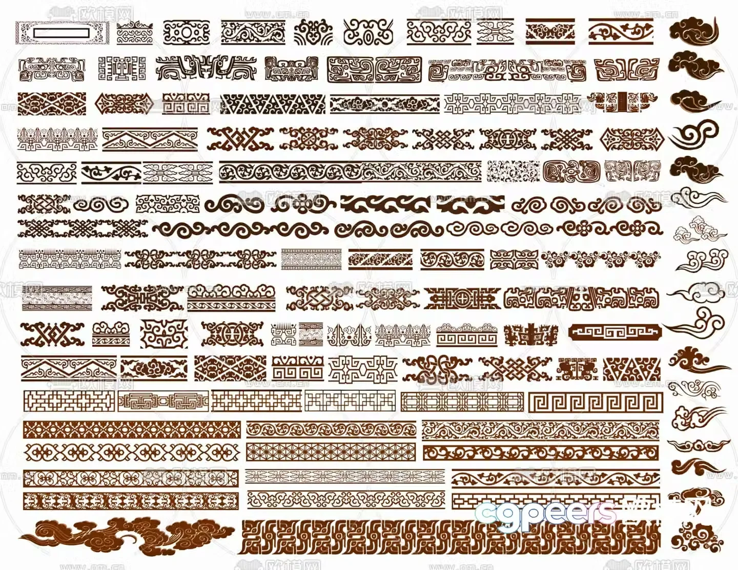 Chinese carving waist flower window flower line 3d model