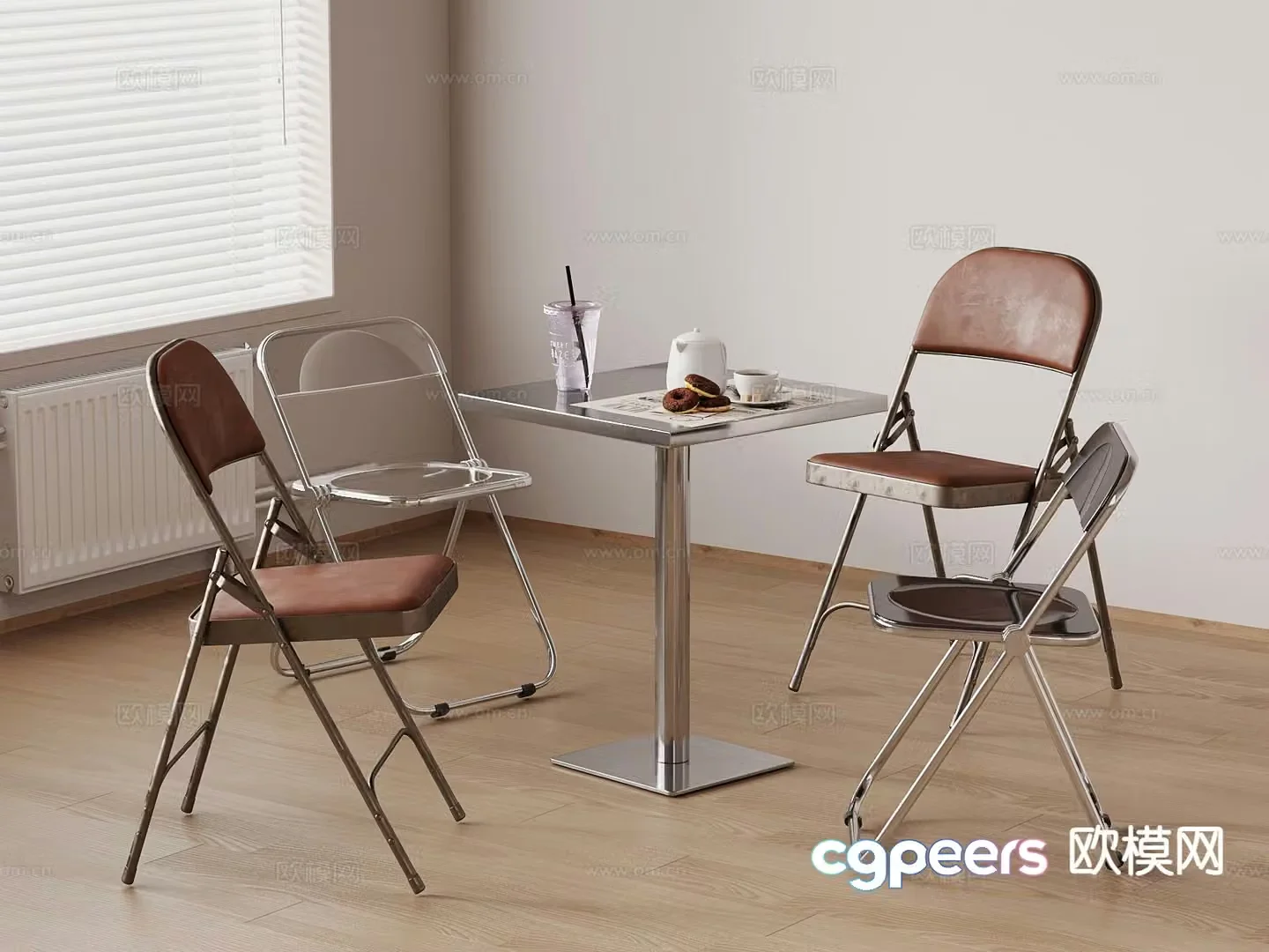 Modern leisure table and chairs 3d model