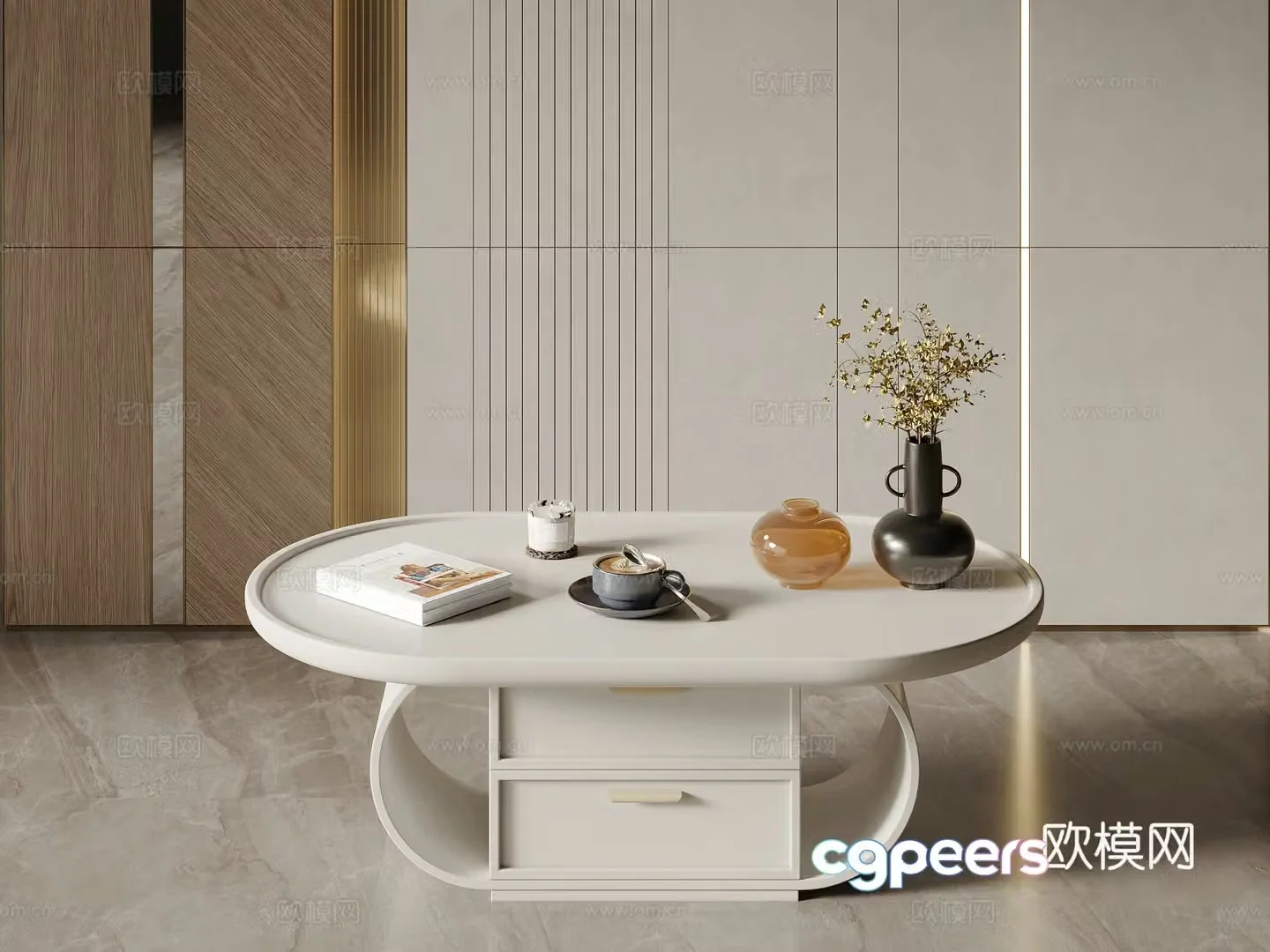 Cream style coffee table 3d model