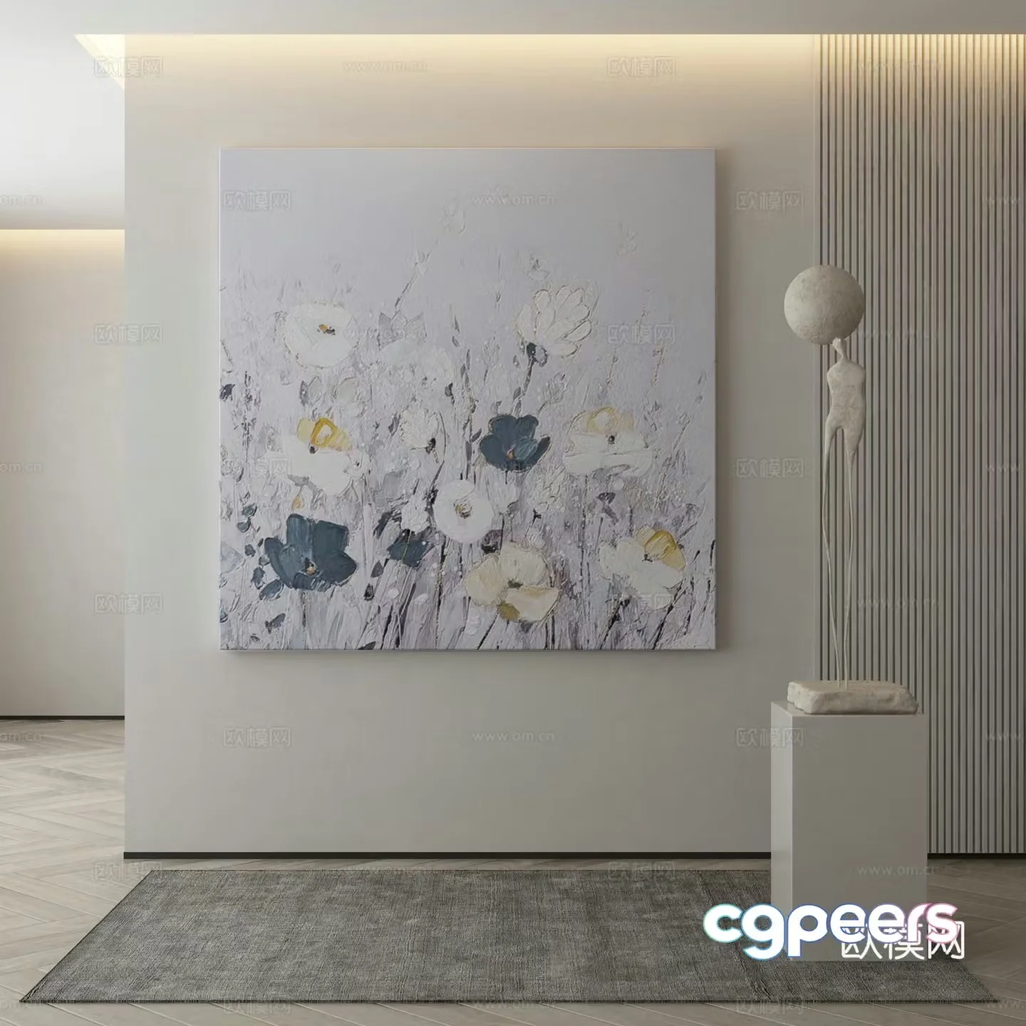 Modern decorative painting texture painting hanging painting 3d model