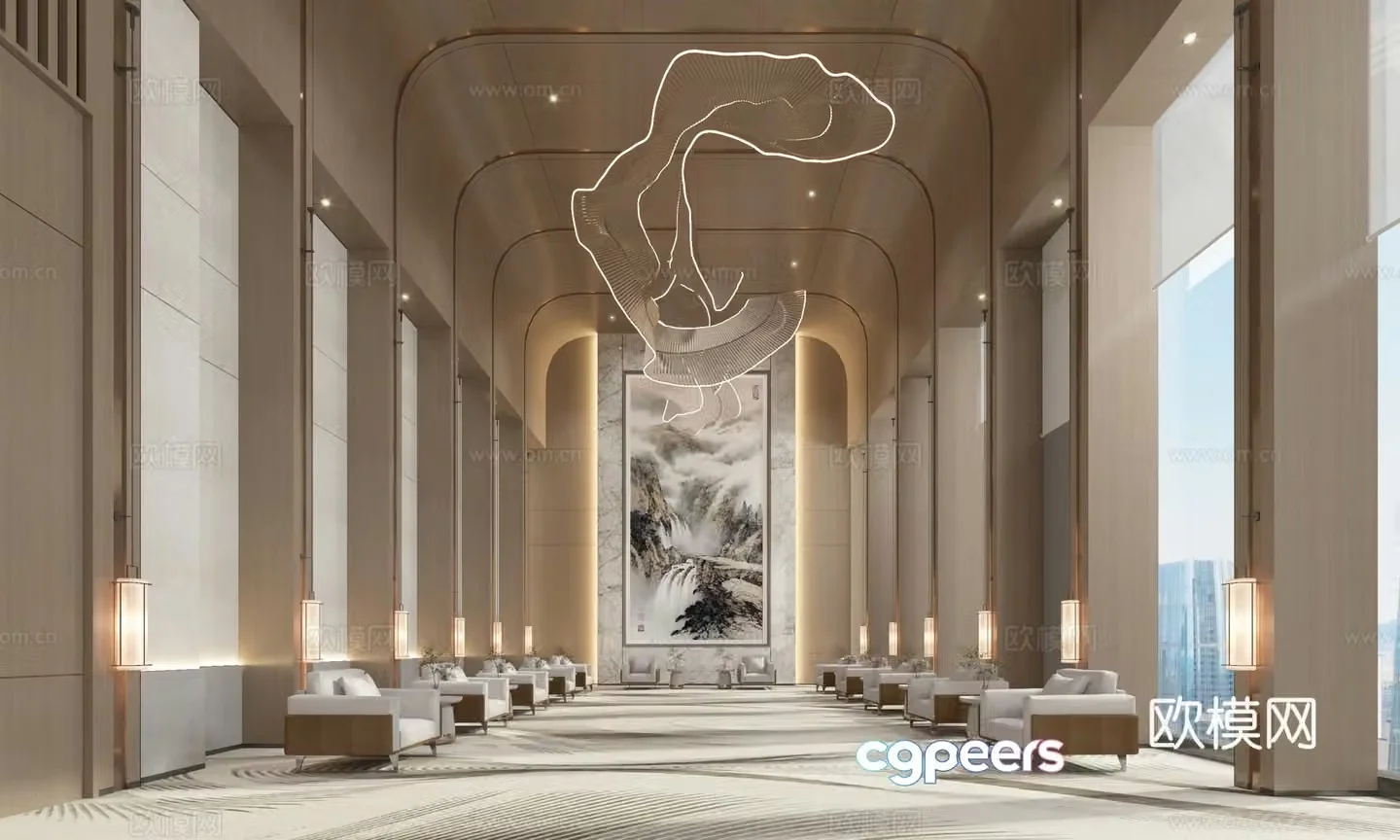 Modern light luxury VIP reception room 3D model
