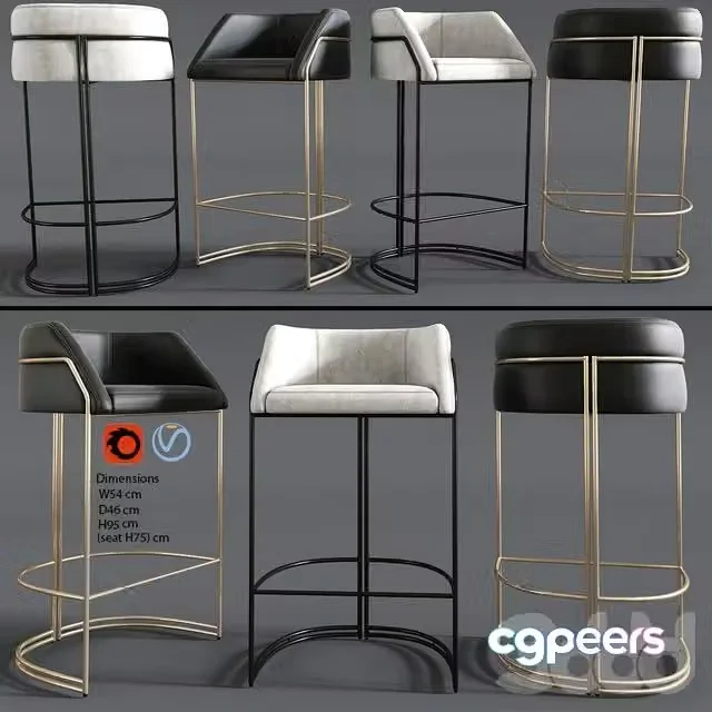3ds Max Free – Deja vu bar stool Giopagani