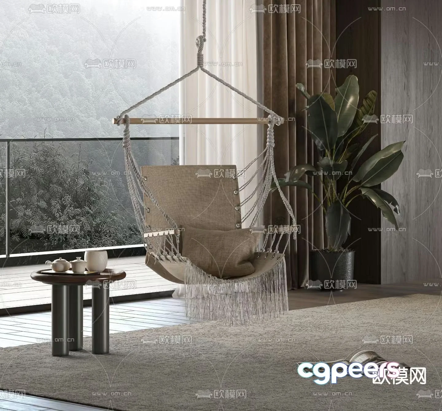 Wabi-sabi hanging chair swing chair 3d model