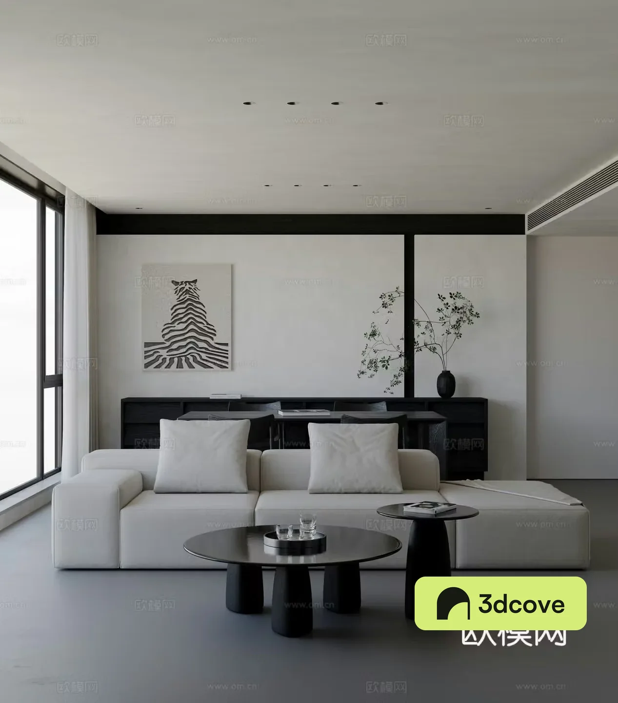 Modern living and dining room